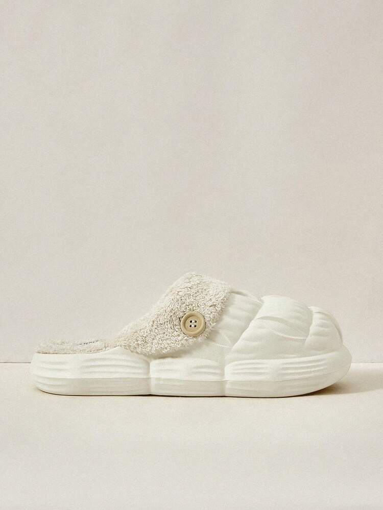 Women's Fashionable Comfrontable Home Warm Plush White Furry Slipper Vacation Shoes Summer