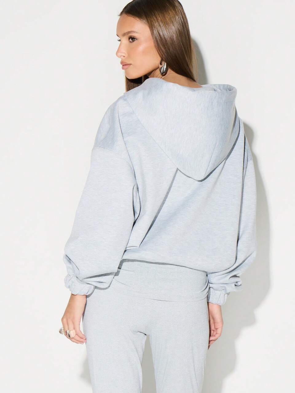 Bluza z kapturem w stylu Scuba, oversize, zapinana na suwak, ze ściągaczem i poduszkami na ramionach, luźna, uliczna odzież