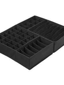 1/2pcs Foldable Drawer Organizer Box, 24 Grid Compartments Storage For Socks, Underwear, Clothes, Space Saving For Wardrobe, Bedroom - Grey - View 9
