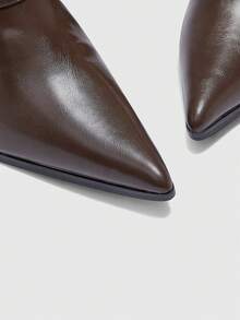 CUCCOO BIZCHIC High Shaft Pointed Toe Chunky Heel Side Zipper European And American Fashion Women Boots - Brown - View 7