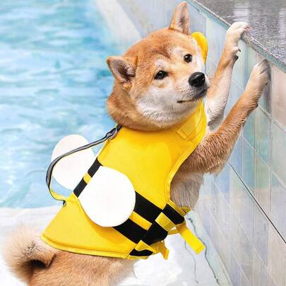 Bee-Shaped Pet Life Vest, Dog Swimming Suit With Buoyancy For Summer
