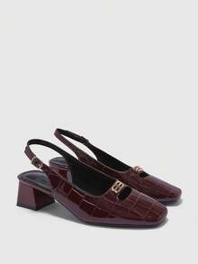 CUCCOO BIZCHIC Women's Metal Buckle Chunky Heel Casual/Office Commute Shoes