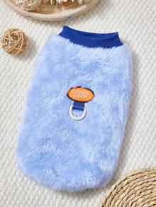 PETSIN Festive Santa-Themed Velvet Pet Hoodie For Dogs And Cats – Cozy Thickened Fleece Sweatshirt Vest Designed For Small Animals, Perfect For Indoor Lounging And Holiday Walks, Includes Convenient Harness Buckle For Leash Attachment, Christmas Gift Idea - Blue - View 1
