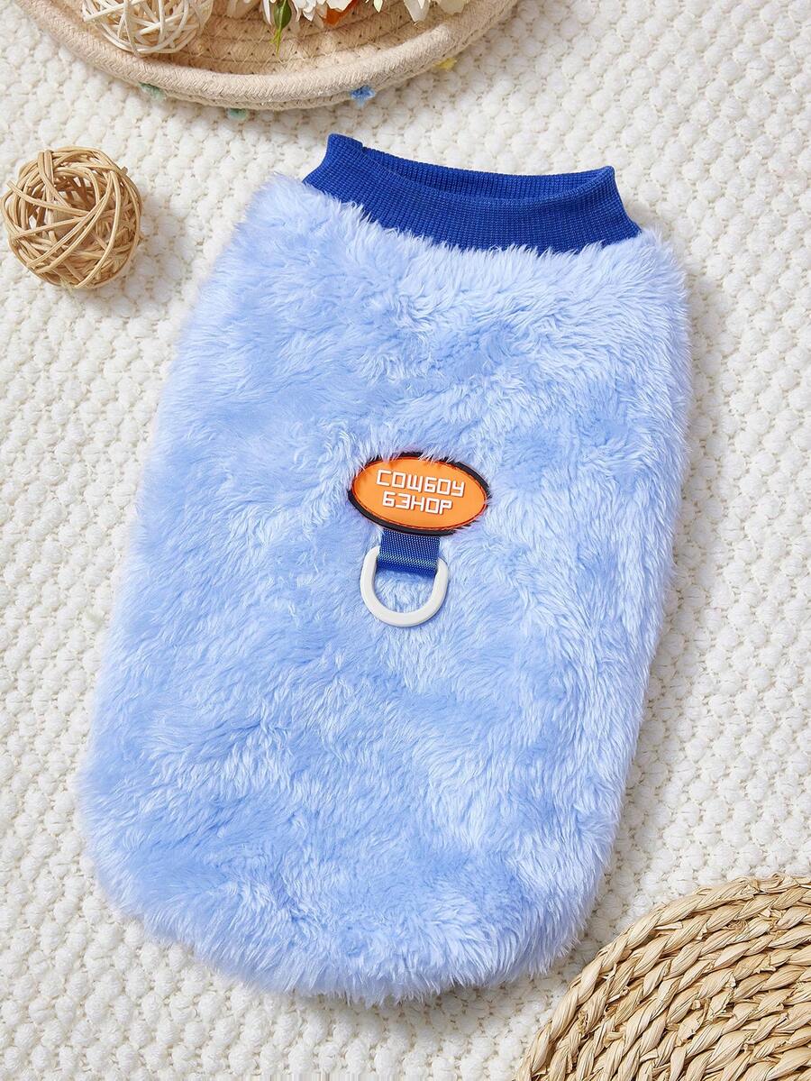 PETSIN Festive Santa-Themed Velvet Pet Hoodie For Dogs And Cats – Cozy Thickened Fleece Sweatshirt Vest Designed For Small Animals, Perfect For Indoor Lounging And Holiday Walks, Includes Convenient Harness Buckle For Leash Attachment, Christmas Gift Idea - Blue - View 1