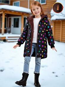 Elladie kids Young Girl Zip Up Hooded Plush Lined Padded Coat Young Girl Girl Coatkids Girl Coatskids Girl Winter Jacketkids Black Coat - Black - View 5