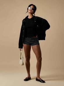 MISSGUIDED 女式波点热裤夏季休闲迷你短裤节日沙滩装 - 黑與白 - 查看 4