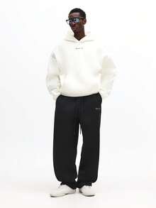 Áo hoodie nam SUMWON dáng rộng, có dây rút và túi giữa, phong cách thường ngày, trơn. - Màu be - Xem 4