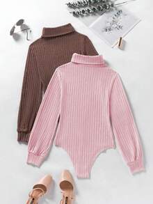 INAWLY 2 件套拼色连体衣，舒适的秋冬底层连体衣 - 彩色 - 查看 2