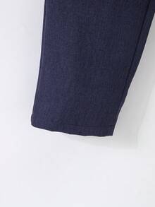 SHEIN 3 件套青少年男孩韩版修身商务正装西装背心、直筒裤和可拆卸领带 3 件套，适合日常穿着、宴会、派对、主持、唱歌表演等场合，适合夏季、春季和秋季 - 藏蓝色 - 查看 6