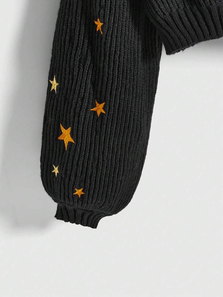 ROMWE Kawaii Women's Dark Cat Embroidery Pullover Sweater - Black - View 4