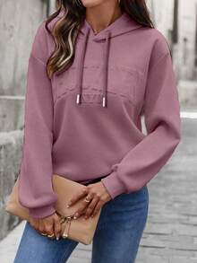 SHEIN LUNE Women's Casual Loose Sweatshirt With 3D Letter Print - Purple - View 5