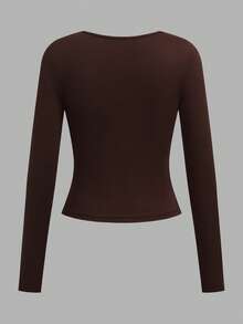 SHEIN EZwear 3 件套女士休闲宽领紧身长袖 T 恤套装，适合春秋季 - 彩色 - 查看 8