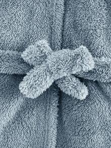 Cozy Pixies 毛绒加厚幼儿童男童连帽长袖前开式恐龙角图案浴袍恐龙衣服男童恐龙衣服 - 霧霾藍 - 查看 6