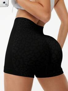 Easithlete Quần short chạy bộ/yoga cạp cao ôm vừa vặn dành cho nữ - màu đen - Xem 6