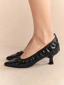 Rosivie Women's Pointed Toe Pleated Fashion Daily Commute High Heel Pumps - Black - View 1