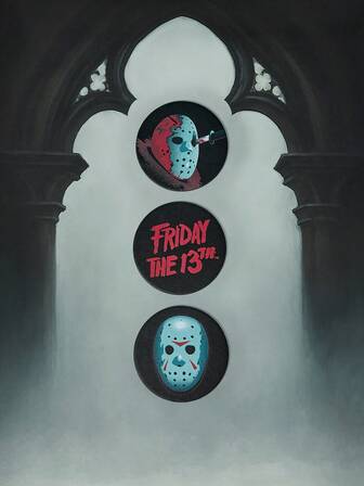 Friday the 13th X ROMWE 3pcs/Set PU Horror Movie Customized Coasters, Heat Insulation Pad, Round American Gothic Dark Style Tabletop Mat