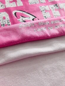 AXEPEAK Men's Letter & Cross Print Loose Fit Casual Hoodie Sweatshirt - Hot Pink - View 5