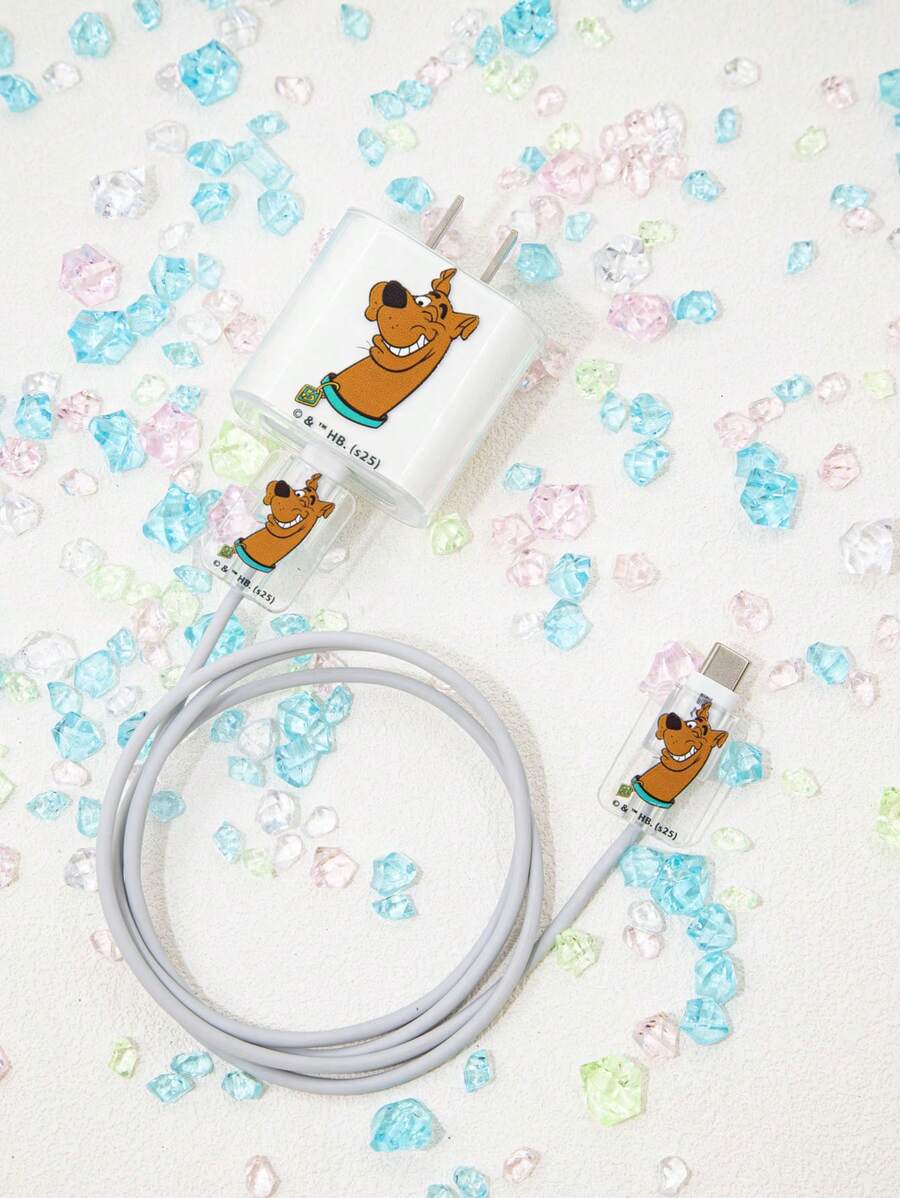 SCOOBY-DOO X SHEIN 3 Pieces Set, Cute Cartoon Dog Data Cable Protective Case, Suitable For IPhone Charger, Mobile Phone Data Cable Protective Case, Charger Protective Case (Data Cable Not Included),Compatible With 18/20W Apple Chargers - Multicolor - View 1