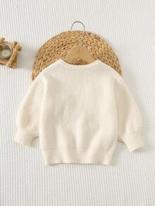 Cozy Pixies Suéter de cuello redondo de manga larga con decoración de mariposa para niña, versátil y cómodo