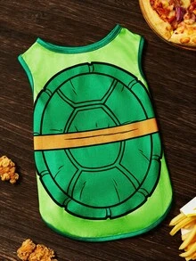 TEENAGE MUTANT NINJA TURTLES | SHEIN Cartoon Turtle Shell Print Pet Vest - Green - View 6
