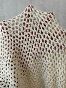 Sunnyshic Bộ 2 món áo len hở vai tay raglan gợi cảm kèm chân váy mini xẻ tà bên hông cho kỳ nghỉ của nữ - Màu be - Xem 8