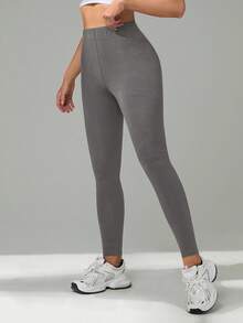 SHEIN Tall Leggings casuales de cintura alta y unicolor para mujer