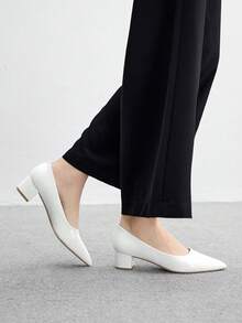 CUCCOO BIZCHIC Giày cao gót mũi nhọn màu trắng thời trang gợi cảm cho nữ, đa năng cho việc đi làm hàng ngày, mặc thường ngày và đi làm - trắng - Xem 4
