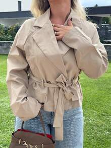 Jeta Ari New Khaki Three-Dimensional Pocket Belt Women's Trench Coat - Khaki - View 4