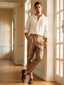 Manfinity VCAY Men's All-Over Printed Pocket Business Straight Suit Pants - Multicolor - View 7