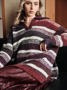 Uhlyne Autumn/Winter Wool Blend Halloween, Christmas Ombre Women Sweater, Minimalist Design Crew Neck Long Sleeve, Elegant Casual High-End, Suitable For Daily Commute And Holiday Wear - Multicolor - View 8