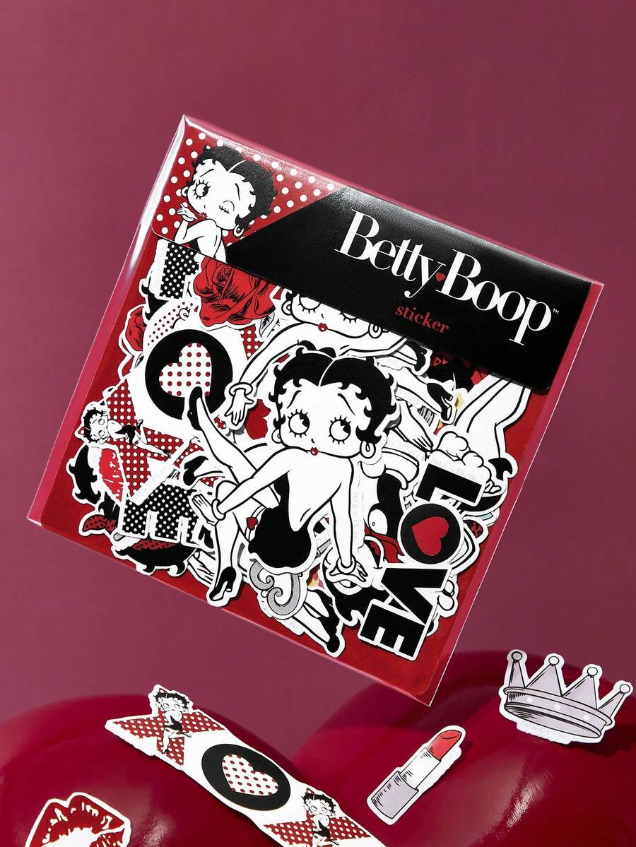 Betty Boop x SHEIN Bộ sticker hoạt hình dễ thương, sticker trang trí, bộ decal phù hợp cho ốp điện thoại, laptop, album thủ công tự làm, sổ tay Bullet Journal, sổ lưu niệm, ý tưởng quà tặng, tiệc tùng, ngày lễ, Ngày Valentine. - Nhiều màu - Xem 1
