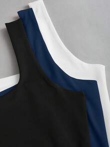 Sweetra 女式纯色方领褶皱休闲吊带背心 - 彩色 - 查看 5