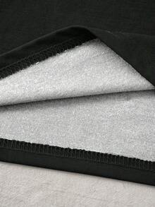 Manfinity Dauomo Tricou bărbătesc cu guler rotund și imprimeu încrucișat - Negru - Vizualizare 4