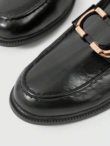 Sleekvia 女士软底乐福鞋，英伦风格皮鞋，百搭优雅平底鞋 - 黑色 - 查看 7