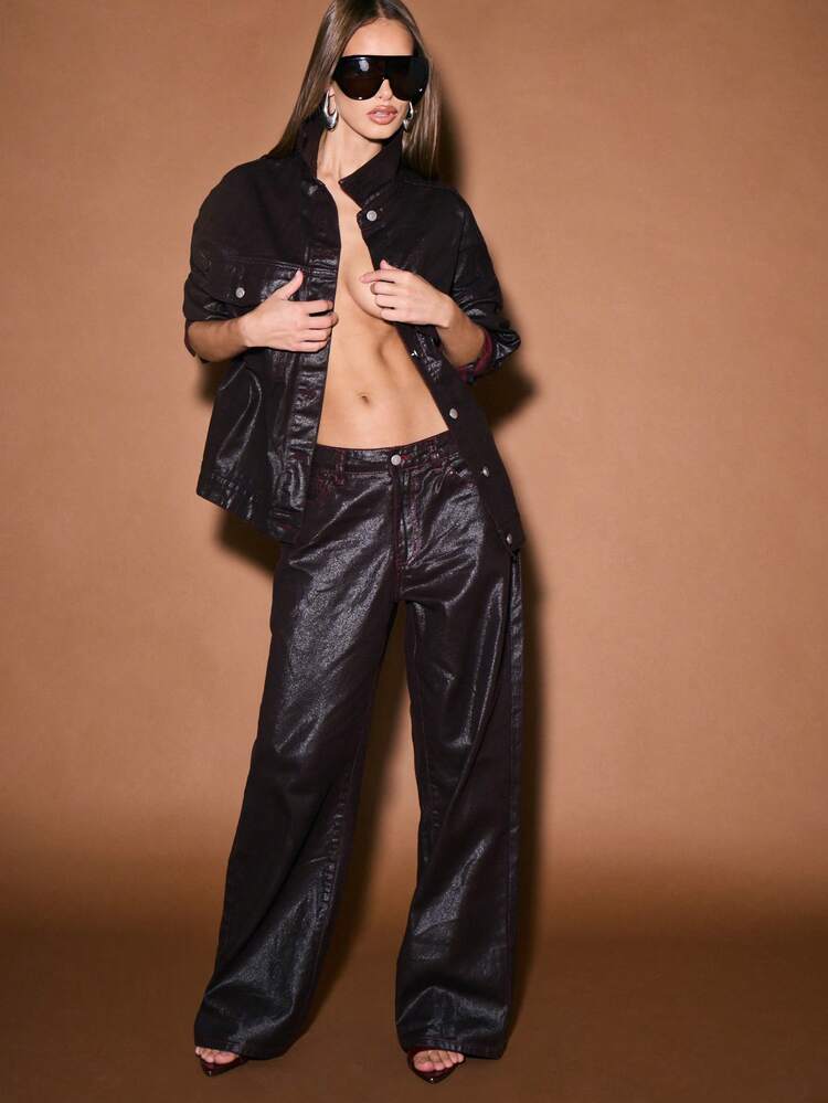 KIZN Jeansy z szerokimi nogawkami i wysokim stanem