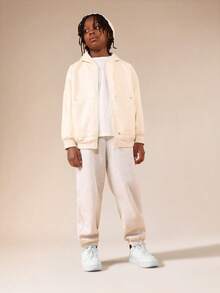 SUMWON Tween Slouchy Zip Up Hoodie Jacket With Ribbed Cuffs And Waistband For School Casual Wear - Apricot - View 4