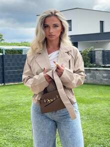 Jeta Ari New Khaki Three-Dimensional Pocket Belt Women's Trench Coat - Khaki - View 2