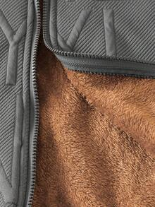 2pcs/Set Teen Boy Casual Solid Color Long Sleeve Thermal Lined Zip-Up Jacket And Pants Set, Suitable For Everyday Casual Outdoor Wear, Autumn/Winter - Dark Grey - View 7