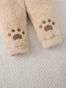 SHEIN Vintaside Kids 2pcs Pink Double-Sided Fleece Cute Bear Embroidered Set