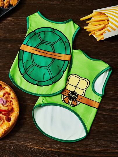 TEENAGE MUTANT NINJA TURTLES | SHEIN Chaleco de mascota con estampado de caparazón de tortuga de dibujos animados