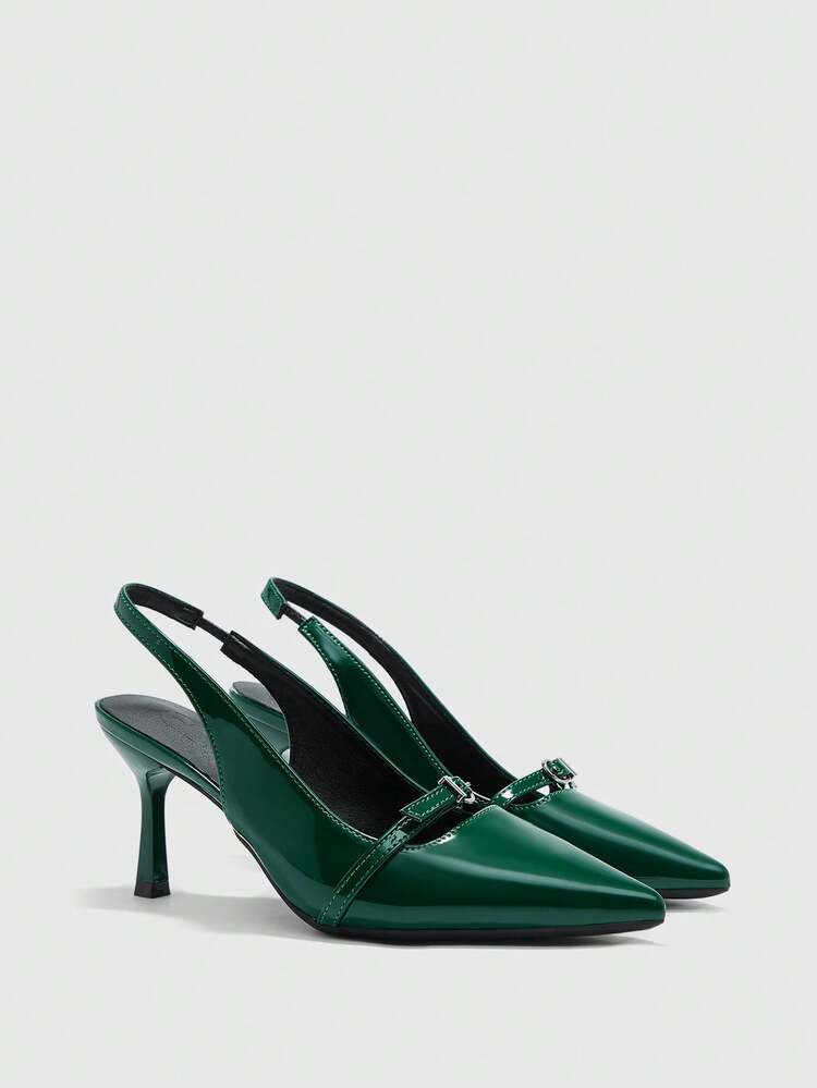 CUCCOO BIZCHIC Women's Pointed Toe High Heel Pumps, Sexy Stiletto, Versatile For Outdoor, Commute, Daily Wear, Office, Moss Green For Christmas Spring Shoes