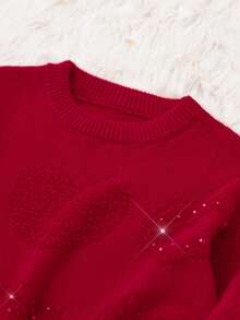 GENKIRA Lässiger Pullover mit Nieten in Herzform - Rot - Übersicht 5