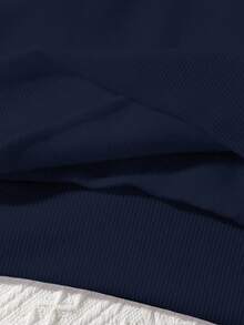 EMERY ROSE Sweatshirt Pullover Kasual Olahraga Wanita Ukuran Besar dengan Motif Huruf dan Kerah Bulat, Cocok untuk Musim Gugur dan Musim Dingin - Navy Blue - View 4