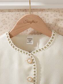 Souflis Kleine Mädchen Prinzessin Stil Jacke und plissierter Rock 2-teiliges Set, Herbst