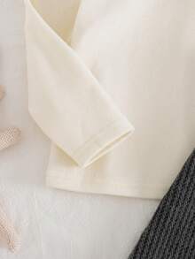 Cozy Pixies 2 件套女婴纯色针织柔软娃娃领长袖套头衫和腰部收紧圆领无袖连衣裙套装，舒适百搭时尚日常可爱图案简约基本款，适合室内、户外、日常、运动、玩耍、派对、照片、节日圣诞节，优雅的女婴服装连衣裙套装 - 深灰色 - 查看 6