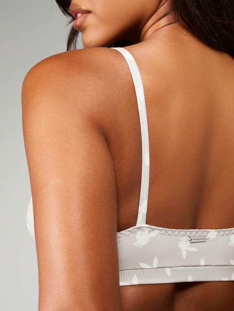 Missguided x Playboy Biustonosz żebrowany z regulowanymi ramiączkami, bez fiszbin, komfortowy, do noszenia na co dzień