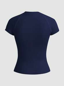Velisys Velisys Women's Solid Color Crew Neck Raglan Short Sleeve Seamless Sports T-Shirt - Multicolor - View 8