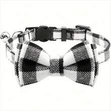 1 件时尚格子蝴蝶结猫项圈 - 可调节且舒适贴合，为您的猫咪打造时尚配饰 - 彩色 - 查看 18