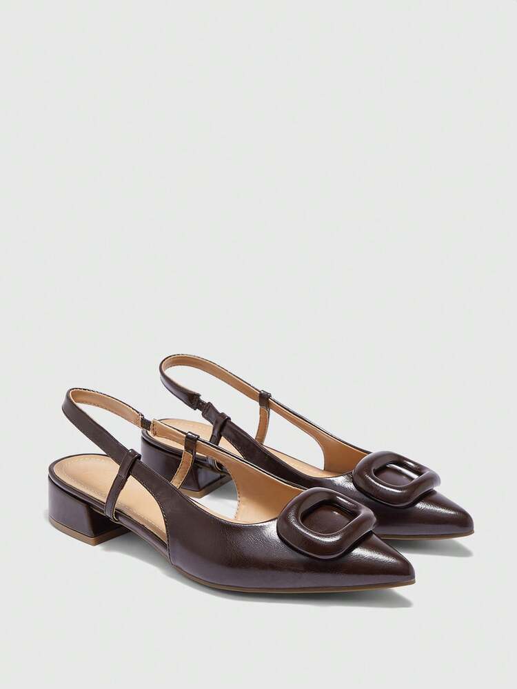 CUCCOO BIZCHIC Solid Color Casual Minimalist Chunky Heel Backless Women Flat Shoes For Christmas Spring Shoes