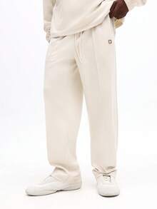 SUMWON 优质绒面革半拉链运动衫和慢跑裤套装男士休闲家居服运动服冬秋 - 杏色 - 查看 4